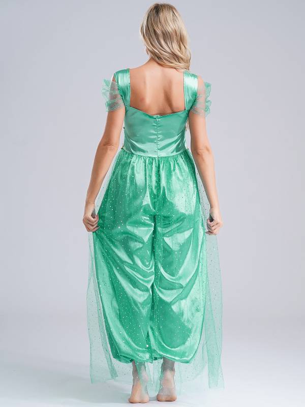 Women Sequin Pumpkin Pants with Tulle Overlay Belly Dance Jumpsuit thumb