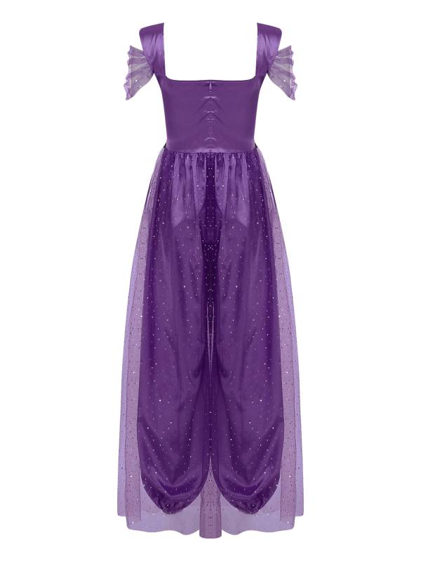 Women Sequin Pumpkin Pants with Tulle Overlay Belly Dance Jumpsuit thumb