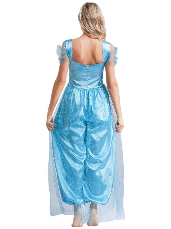 Women Sequin Pumpkin Pants with Tulle Overlay Belly Dance Jumpsuit thumb