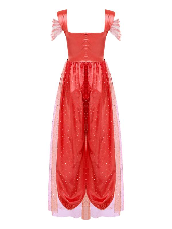 Women Sequin Pumpkin Pants with Tulle Overlay Belly Dance Jumpsuit thumb