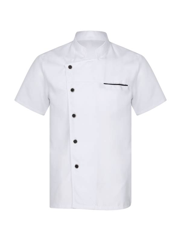 Adults Short Sleeve Stand Collar Button Chef Shirt Kitchen Uniform thumb