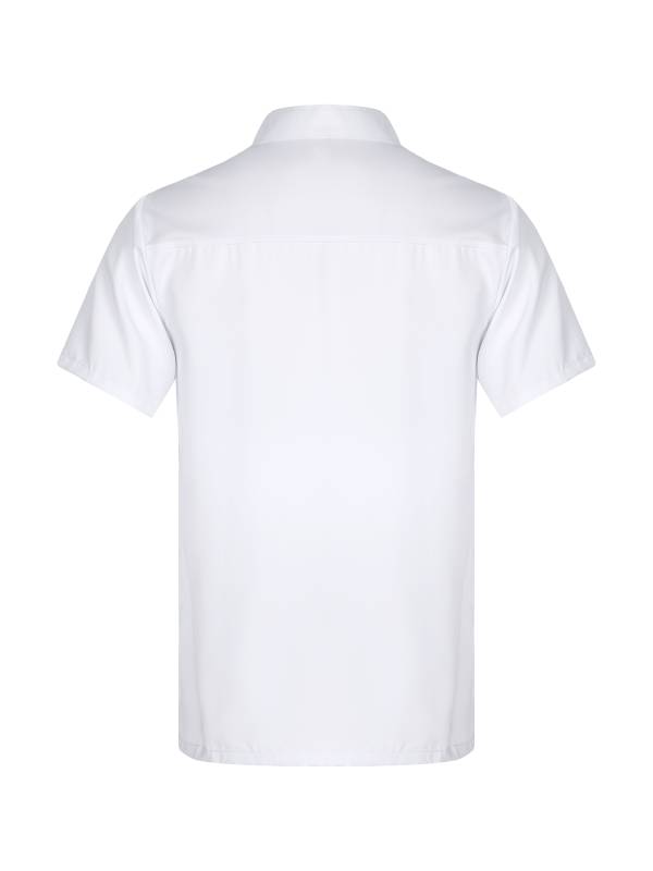Adults Short Sleeve Stand Collar Button Chef Shirt Kitchen Uniform thumb