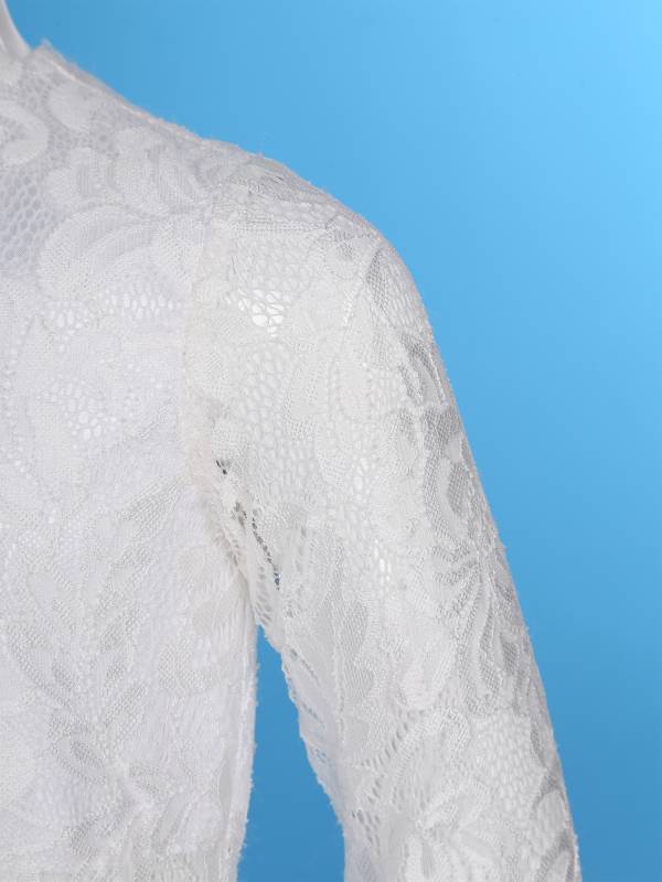 Kids Girls Long Sleeve Floral Lace Flower Girl Dress thumb