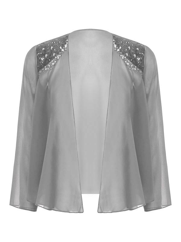 Women Sequins Rhinestones Long Sleeve Open Front Bolero Jackets thumb