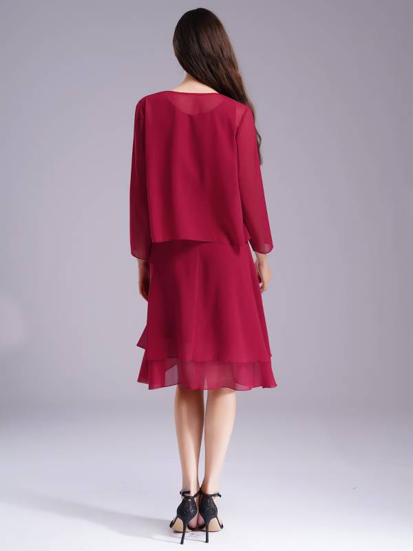 Women Chiffon 2-piece Tank Dress and Cardigan Wedding Guest Suit thumb