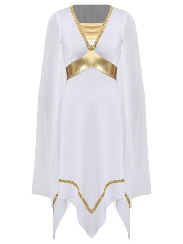 Women Sleeveless Asymmetrical A-line Tunic Ancient Greek Toga Dress with Cape thumb