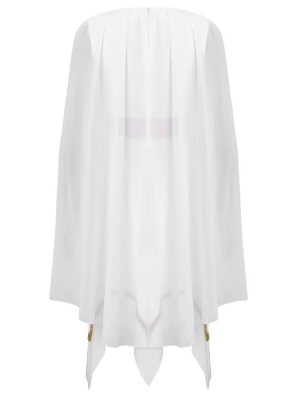 Women Sleeveless Asymmetrical A-line Tunic Ancient Greek Toga Dress with Cape thumb