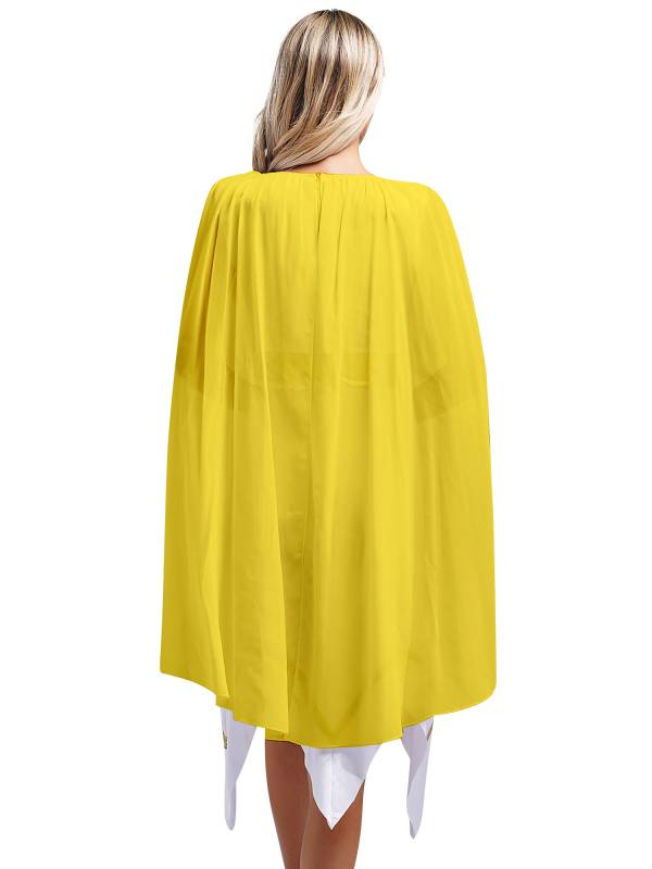 Women Sleeveless Asymmetrical A-line Tunic Ancient Greek Toga Dress with Cape thumb