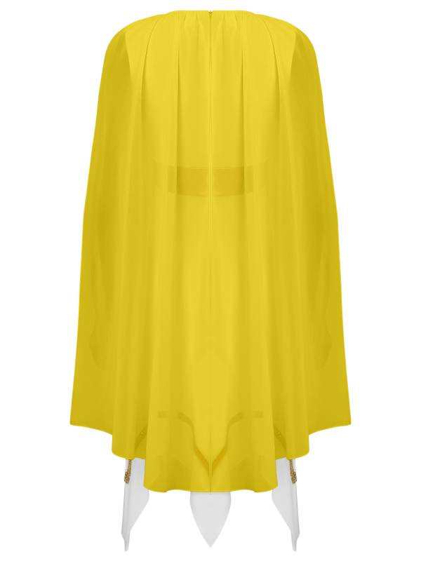 Women Sleeveless Asymmetrical A-line Tunic Ancient Greek Toga Dress with Cape thumb