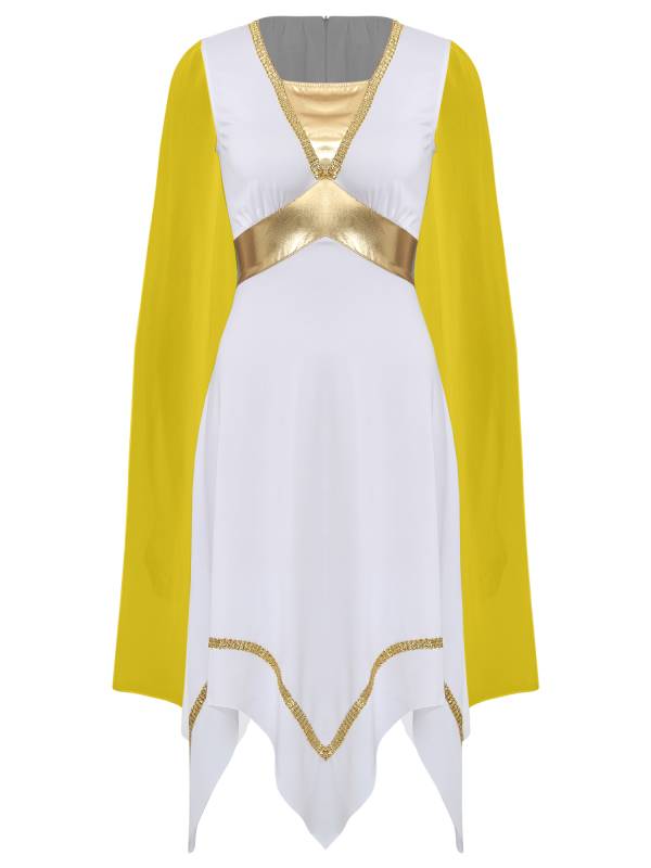 Women Sleeveless Asymmetrical A-line Tunic Ancient Greek Toga Dress with Cape thumb
