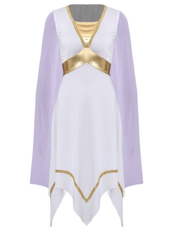Women Sleeveless Asymmetrical A-line Tunic Ancient Greek Toga Dress with Cape thumb