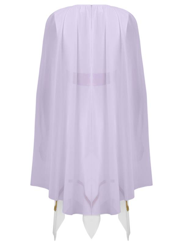 Women Sleeveless Asymmetrical A-line Tunic Ancient Greek Toga Dress with Cape thumb