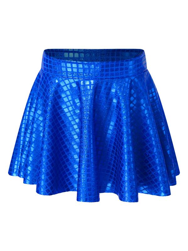 Women Shiny Plaid Sequins A-line Pleated Skirt for Cheerleading Dance thumb