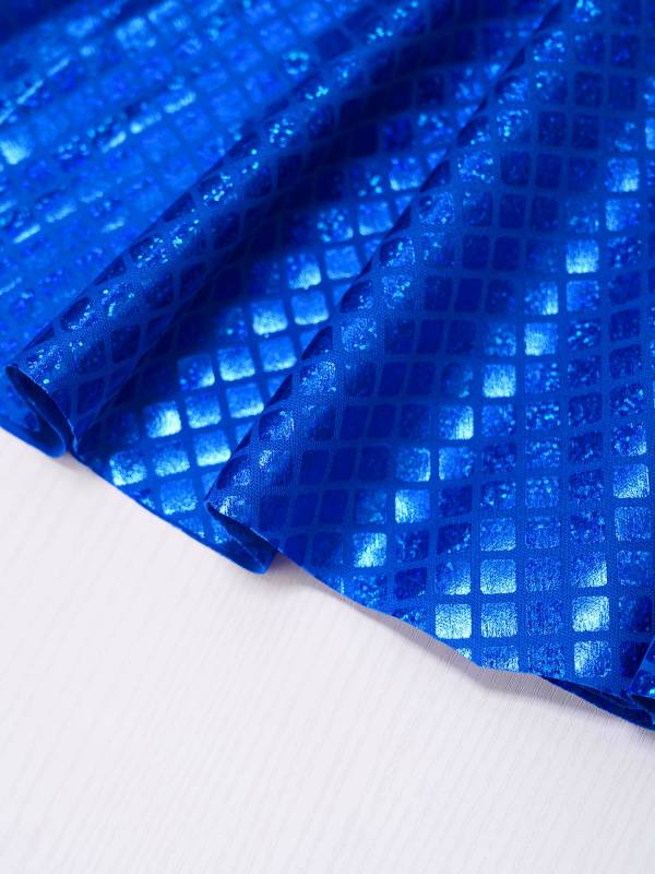 Women Shiny Plaid Sequins A-line Pleated Skirt for Cheerleading Dance thumb