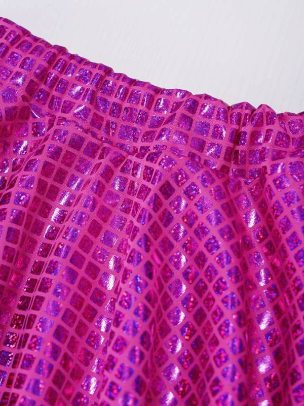 Women Shiny Plaid Sequins A-line Pleated Skirt for Cheerleading Dance thumb
