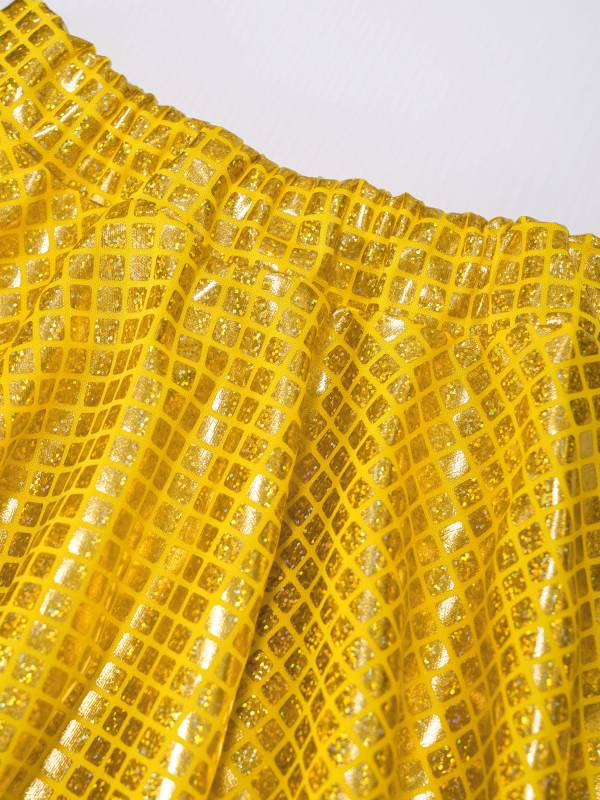 Women Shiny Plaid Sequins A-line Pleated Skirt for Cheerleading Dance thumb