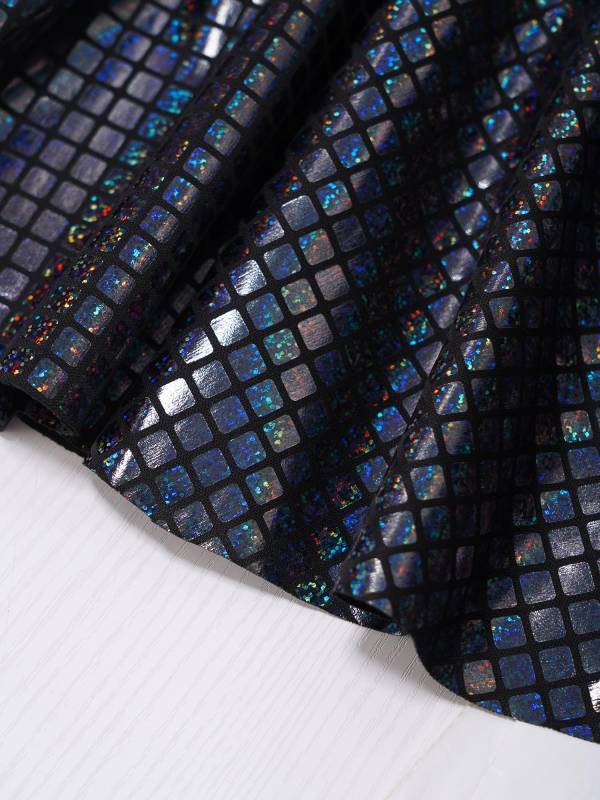 Women Shiny Plaid Sequins A-line Pleated Skirt for Cheerleading Dance thumb