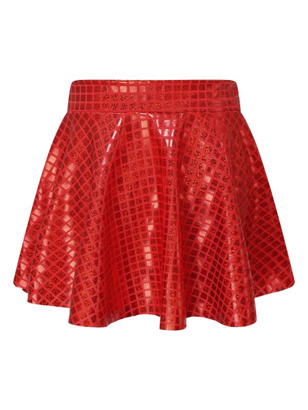 Women Shiny Plaid Sequins A-line Pleated Skirt for Cheerleading Dance thumb