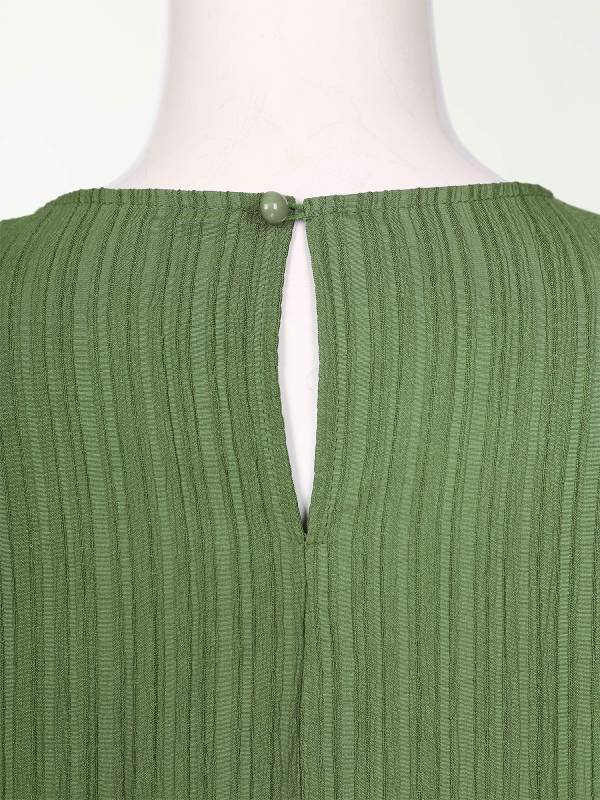 Women Loose Round Neck Long Sleeve Ruffled Hem Maxi Dress for Vacation thumb