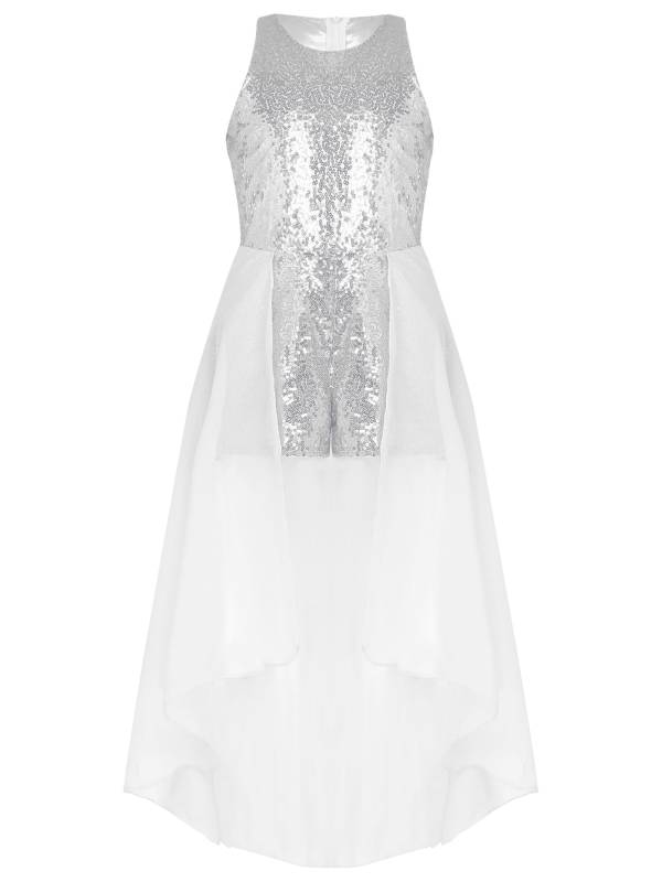 Kids Girls Sleeveless Sparkly Sequin Jumpsuit Dress thumb
