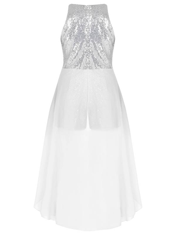 Kids Girls Sleeveless Sparkly Sequin Jumpsuit Dress thumb
