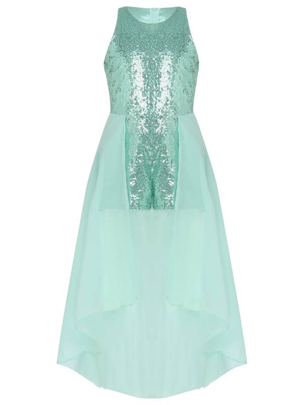 Kids Girls Sleeveless Sparkly Sequin Jumpsuit Dress thumb