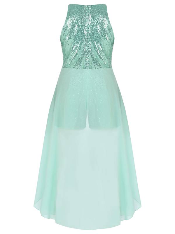 Kids Girls Sleeveless Sparkly Sequin Jumpsuit Dress thumb