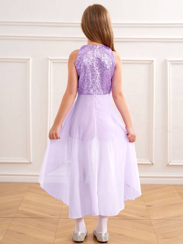 Kids Girls Sleeveless Sparkly Sequin Jumpsuit Dress thumb