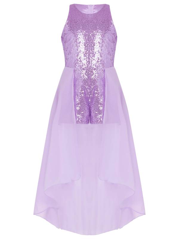 Kids Girls Sleeveless Sparkly Sequin Jumpsuit Dress thumb