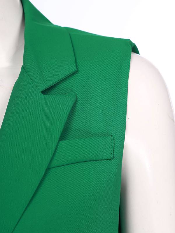 Womens 2-piece Office Suit V Neck One-button Vest and High Waist Pants thumb