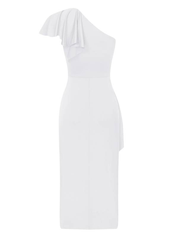 Women One Shoulder Cascading Ruffles Bodycon Pencil Dress for Cocktail thumb