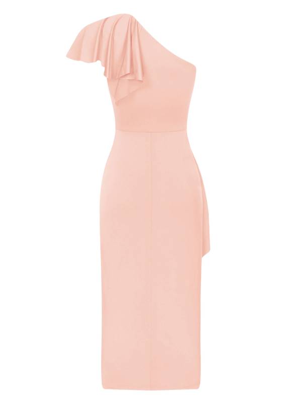 Women One Shoulder Cascading Ruffles Bodycon Pencil Dress for Cocktail thumb