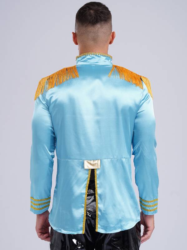 Men Halloween Long Sleeve Front Zip-up Satin Jackets Circus Costume thumb