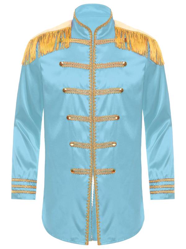 Men Halloween Long Sleeve Front Zip-up Satin Jackets Circus Costume thumb