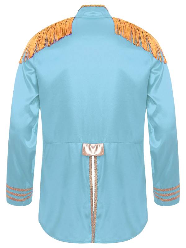 Men Halloween Long Sleeve Front Zip-up Satin Jackets Circus Costume thumb