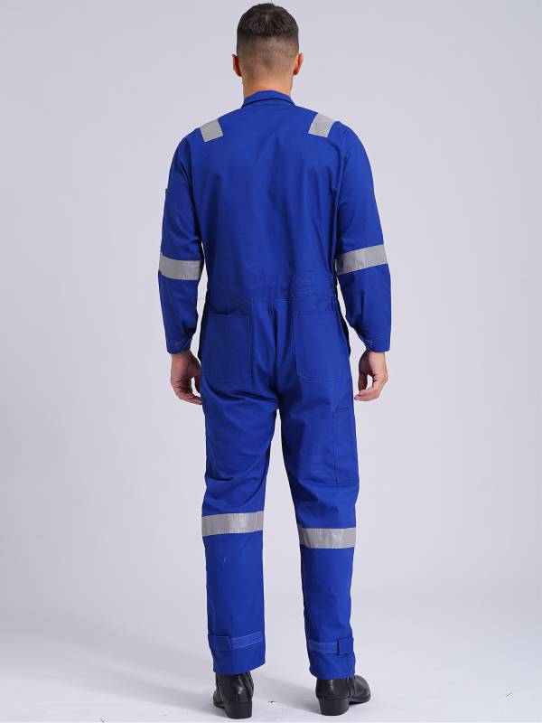 Men Long Sleeve 100% Cotton Reflective Strips Dustproof Dungarees Jumpsuit thumb