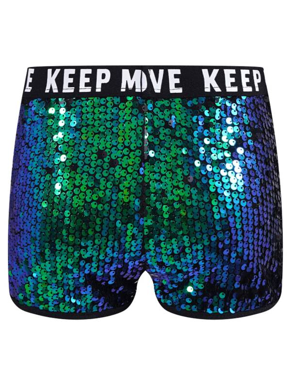 Kids Girls Sparkling Sequin Letters Print Jazz Dance Shorts thumb