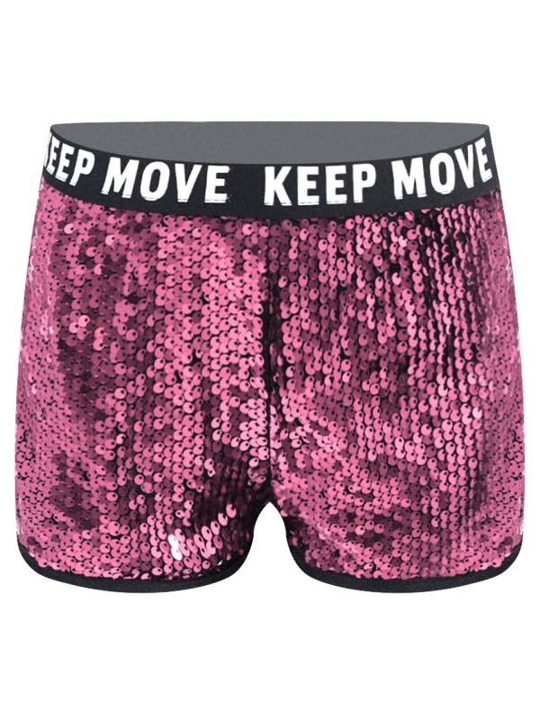 Kids Girls Sparkling Sequin Letters Print Jazz Dance Shorts thumb
