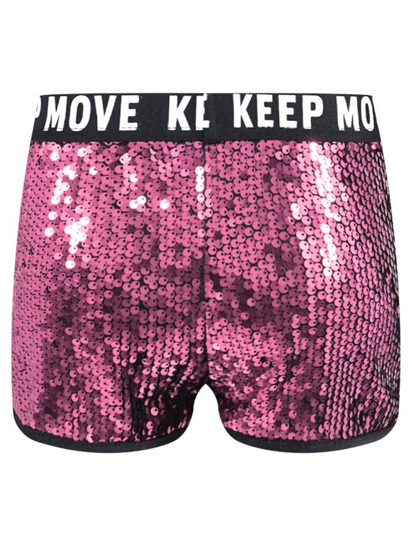 Kids Girls Sparkling Sequin Letters Print Jazz Dance Shorts thumb