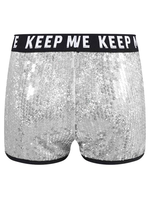 Kids Girls Sparkling Sequin Letters Print Jazz Dance Shorts thumb