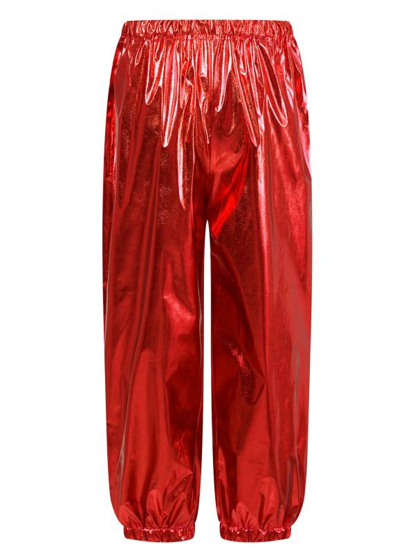 Kids Boys Girls Shiny Metallic Elastic Waistband Jazz Dance Pants thumb