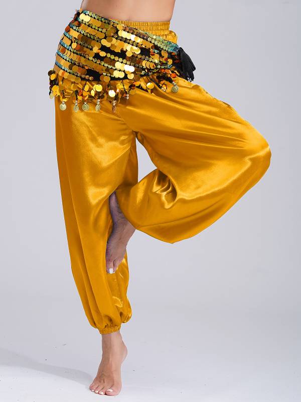 Women Belly Dance Triangle Hip Scarf Sequin Fringe Lace-Up Hip Skirt thumb
