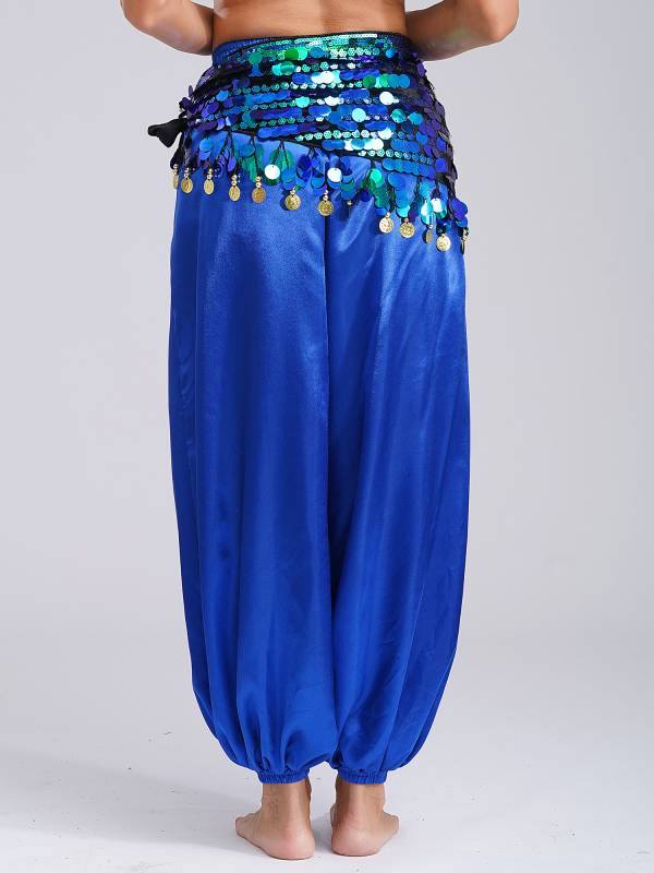 Women Belly Dance Triangle Hip Scarf Sequin Fringe Lace-Up Hip Skirt thumb