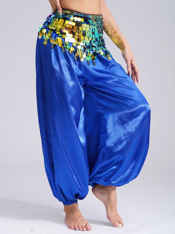 Women Belly Dance Triangle Hip Scarf Sequin Fringe Lace-Up Hip Skirt thumb