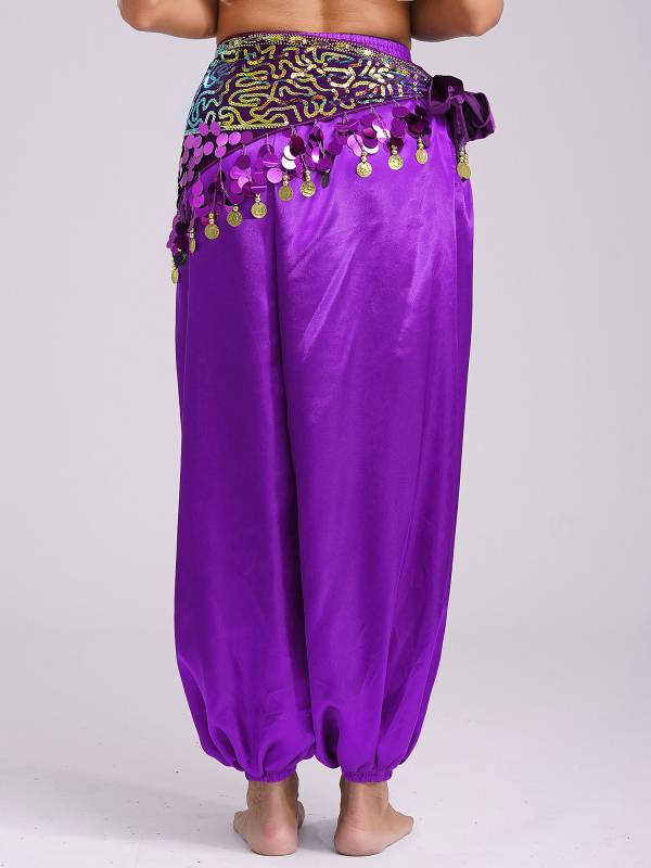 Women Belly Dance Triangle Hip Scarf Sequin Fringe Lace-Up Hip Skirt thumb