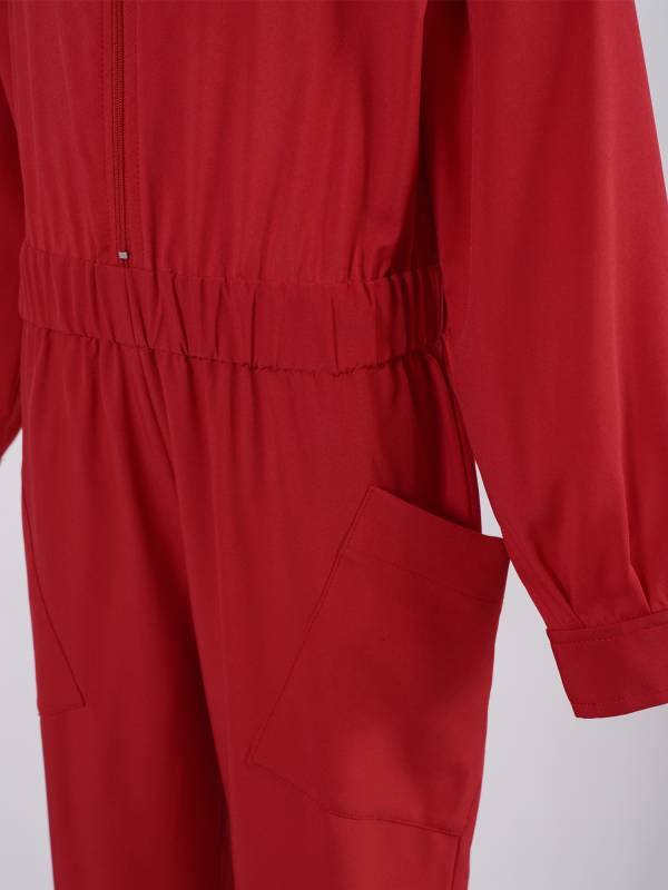 Kids Girls Long Sleeve Zipper Front Solid Color Coverall Jumpsuit thumb