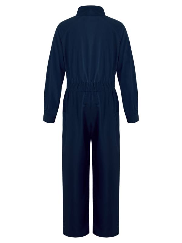Kids Girls Long Sleeve Zipper Front Solid Color Coverall Jumpsuit thumb