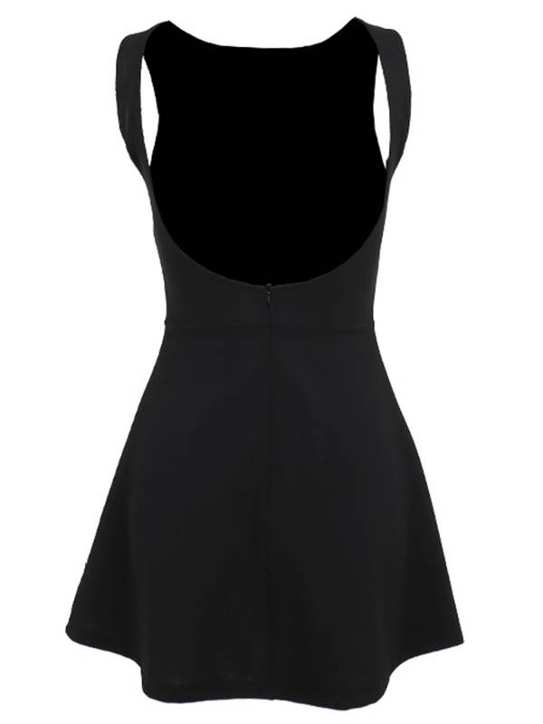 Women A-line Dress Sleeveless Backless Solid Color for Party thumb