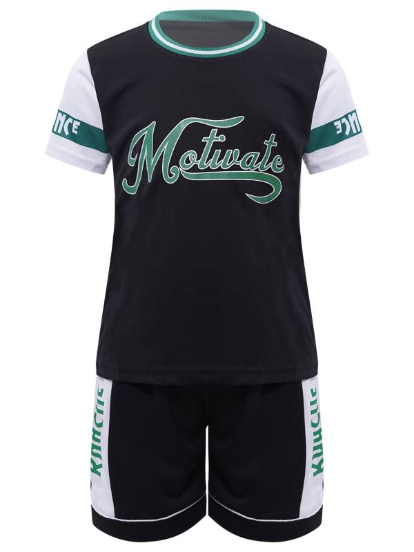 Kids Boys 2pcs Sports Set Quick-Drying Short Sleeve T-shirt and Shorts thumb