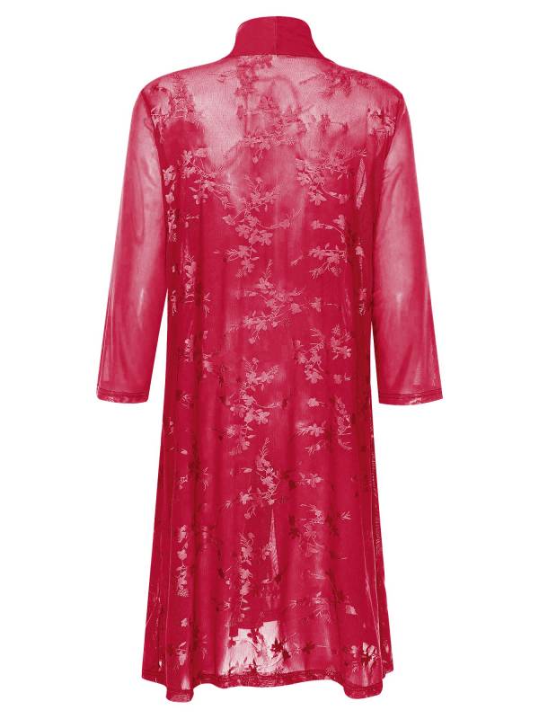 Women Floral Lace Long Sleeve Open Front Bolero Long Cardigan Jacket thumb
